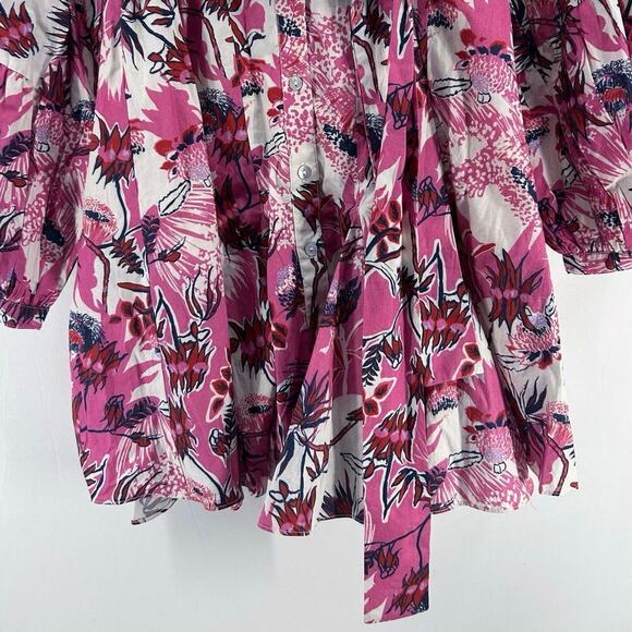 Chufy Ushi Mini Dress Pink Floral Long Sleeve Collared Button Down - Picture 5 of 8